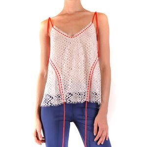Pinko Lace Top Red Trim Detail Women white Tops